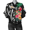 FUNSTUFFPRINT Fiji Women's Bomber Jacket Coat Of Arms Polynesian With Hibiscus 3D Bomber Jacket