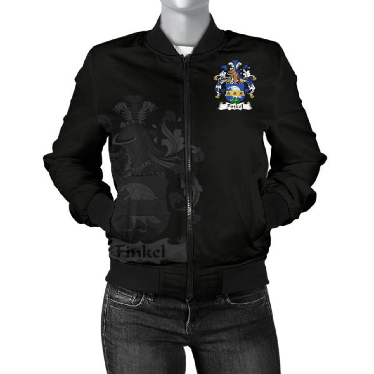 FUNSTUFFPRINT Finkel Germany Men's Bomber Jacket - German Family Crest 3D Bomber Jacket