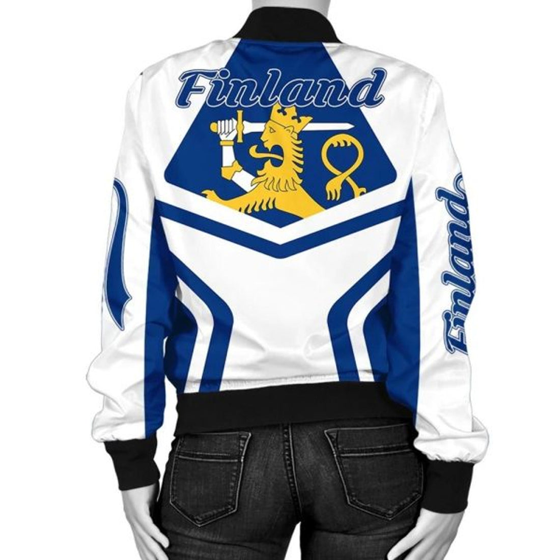 FUNSTUFFPRINT Finland Coat Of Arms Women Bomber Jacket My Style 3D Bomber Jacket