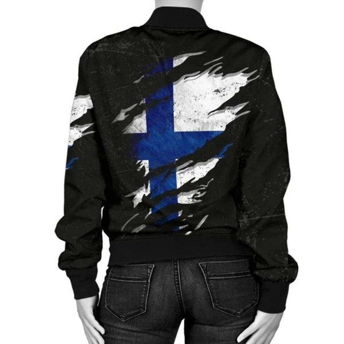FUNSTUFFPRINT Finland In Me Women's Bomber Jacket - Special Grunge Style 3D Bomber Jacket