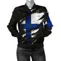 FUNSTUFFPRINT Finland In Me Women's Bomber Jacket - Special Grunge Style 3D Bomber Jacket