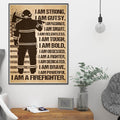 Firefighter Poster, I Am Strong I Am Gutsy I Am Passionate I Am Smart I Am Relentless I Am Tough Poster and Canvas