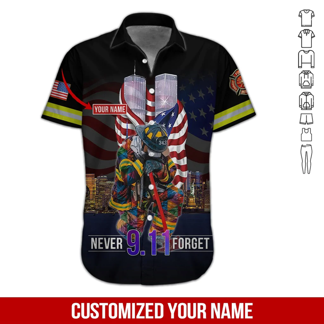 Custom Firefighter Never Forget Custom Hawaiian Shirt For Men & Women, 21 Years Never Forget Shirt, Patriot Day Shirt