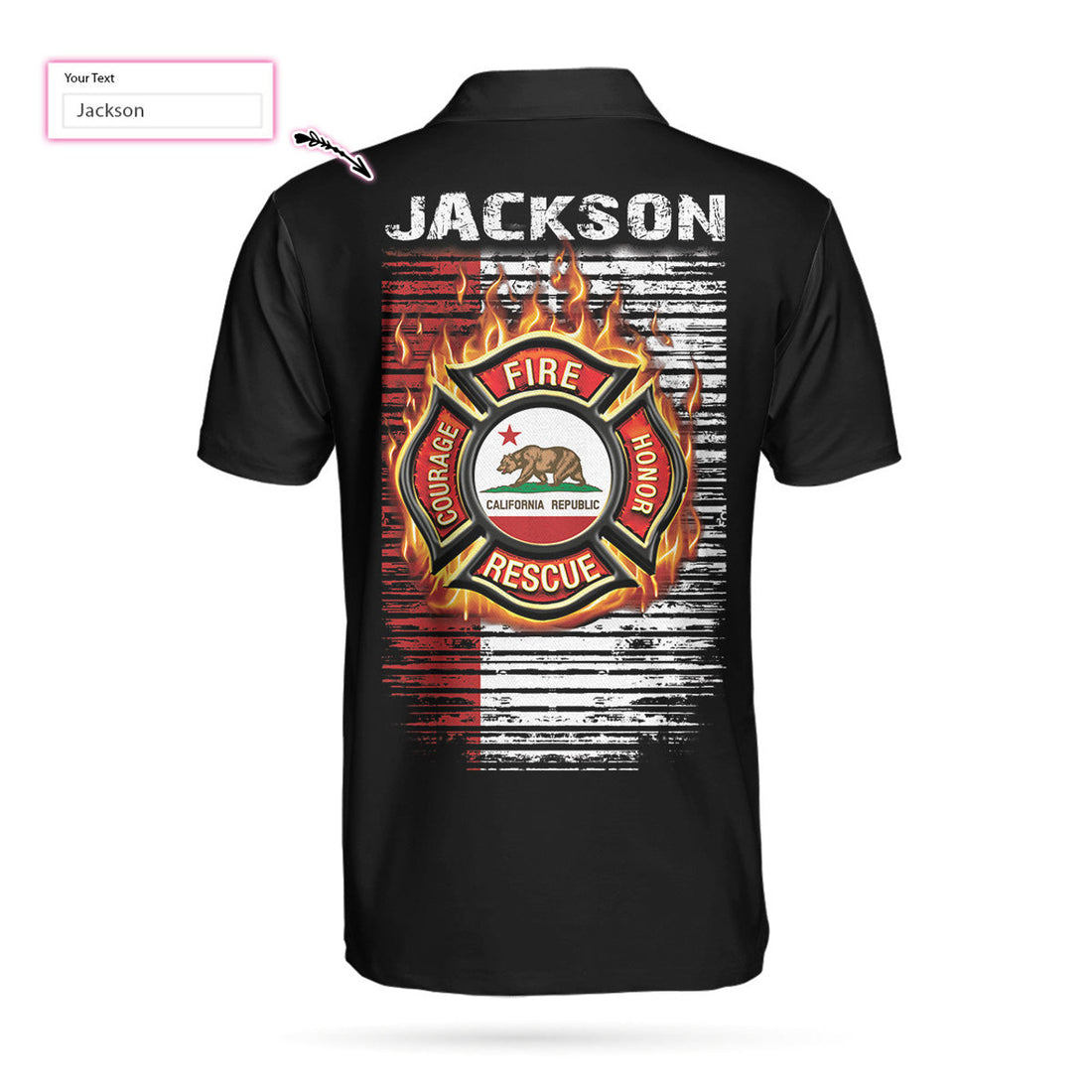Custom Personalized Firefighter Men Polo Shirt, Firefighter California Flag Custom Shirt For Men, Gift For Firefighter