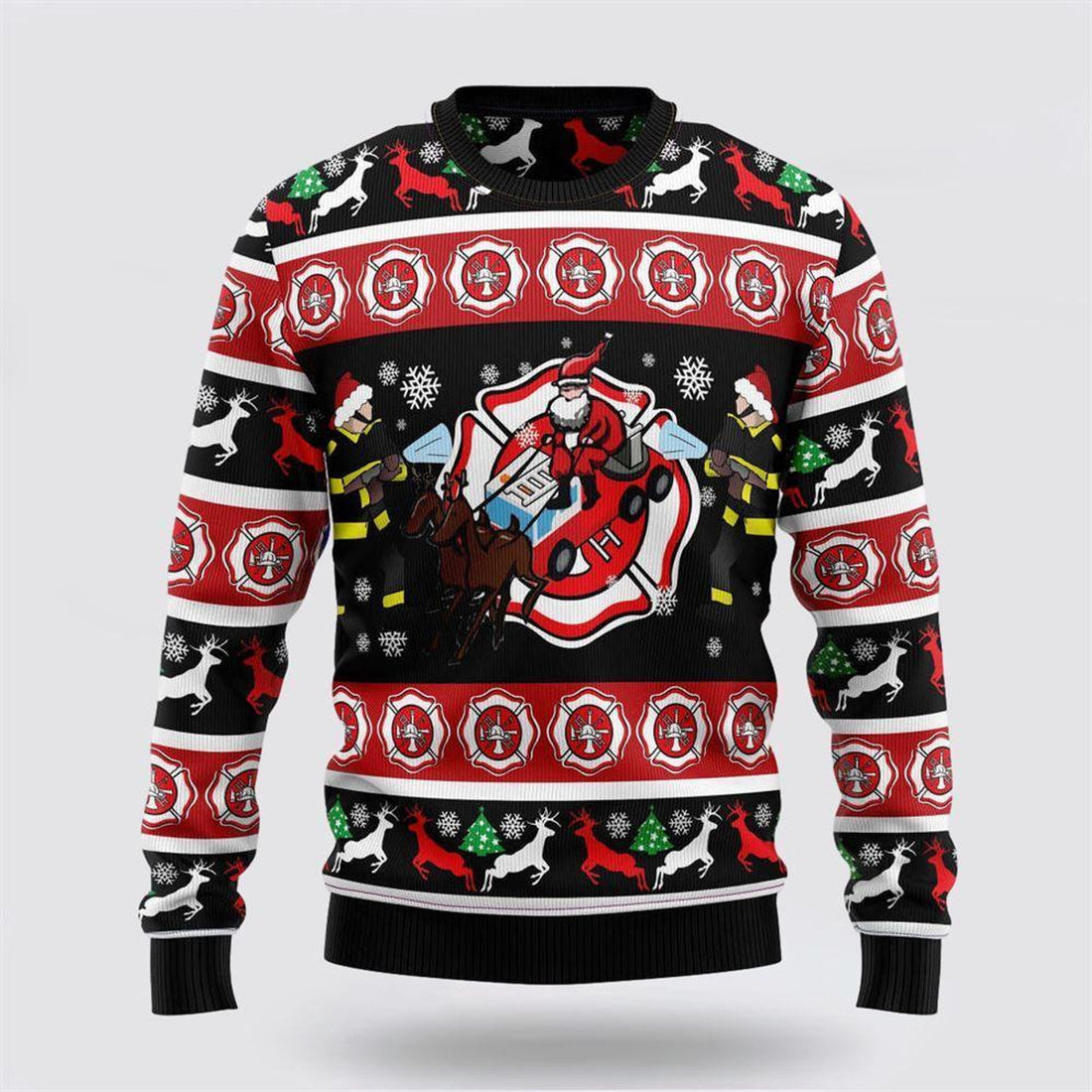 FUNSTUFFPRINT Fireman Firefighter Ugly Christmas Sweater – Christmas Gifts For Firefighters Ugly  Sweater