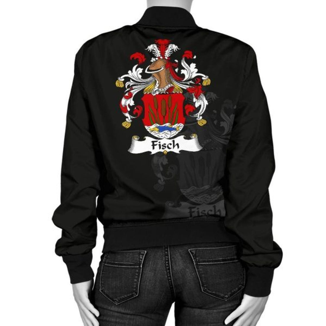 FUNSTUFFPRINT Fisch Germany Men's Bomber Jacket - German Family Crest 3D Bomber Jacket