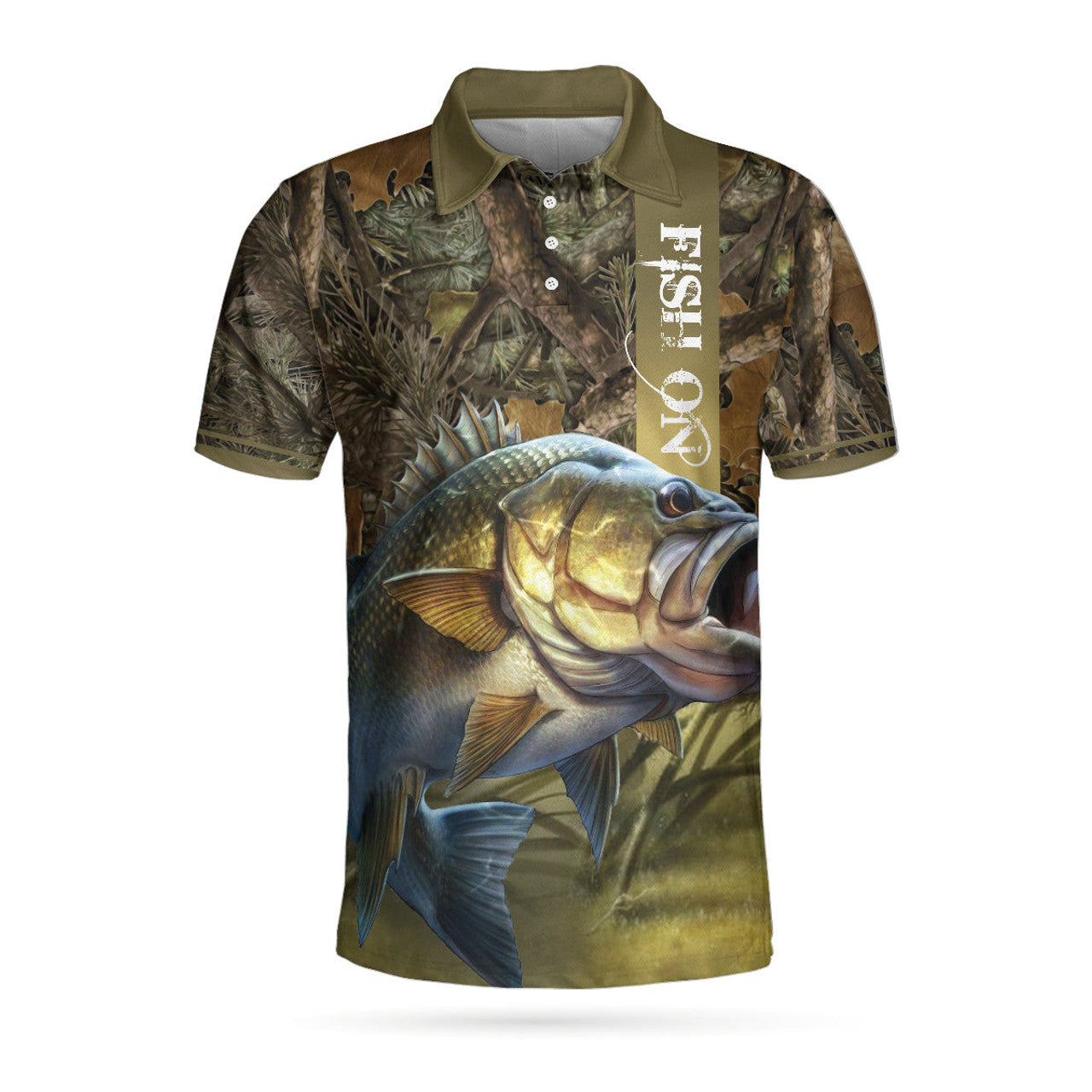 Fish On Yellow Men Polo Shirt, Fishing River Underneath Polo Shirt, Best Fishing Shirt For Men, Gift For Fishing Lovers