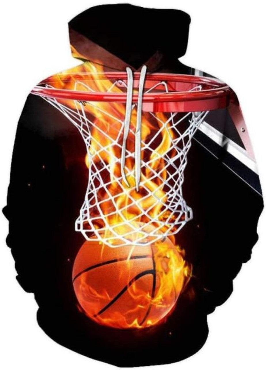 FUNSTUFFPRINT Flame Basketball 3D Hoodie and Zip Hoodie