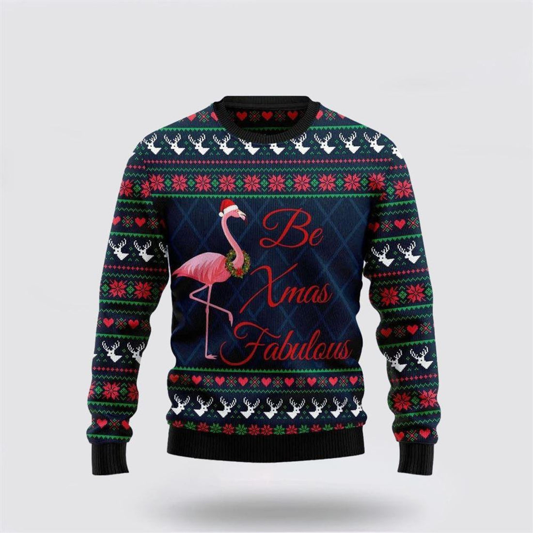 FUNSTUFFPRINT Flamingo Be Xmas Fabulous Ugly Sweater - Christmas Gifts For Frends Ugly Sweater