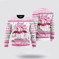 FUNSTUFFPRINT Flamingo Breast Cancer Awareness Ugly Christmas Sweater – Christmas Gifts For Frends Ugly  Sweater