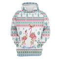 FUNSTUFFPRINT 3D Flamingo Christmas Reunion All Over 3D Hoodie and Zip Hoodie