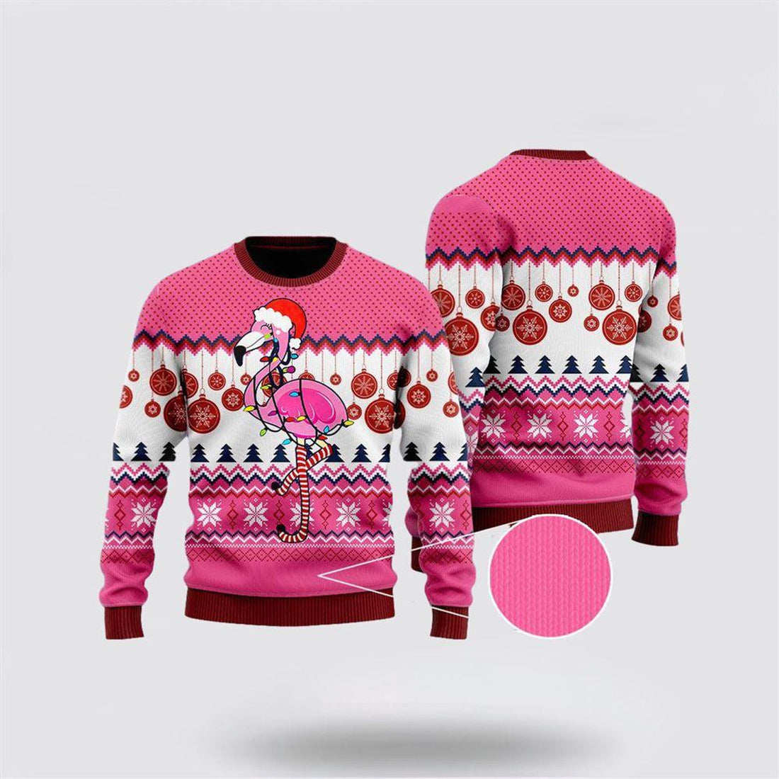 FUNSTUFFPRINT Flamingo Christmas Ugly Christmas Sweater – Sweater Gifts For Pet Lover Ugly  Sweater