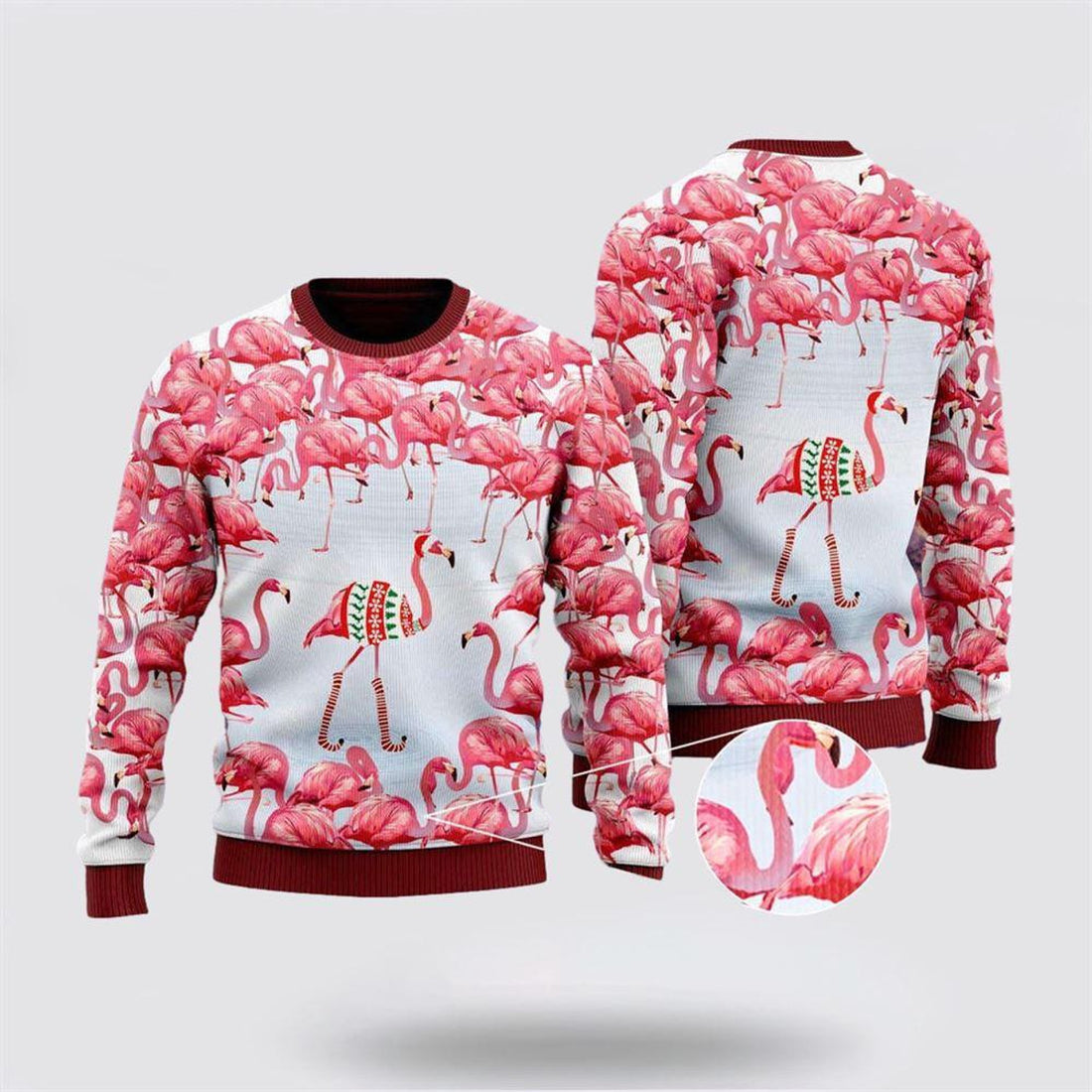 FUNSTUFFPRINT Flamingo Fa La La La Mingo Christmas Ugly Christmas Sweater For Men & Women – Christmas Gifts For Frends Ugly  Sweater