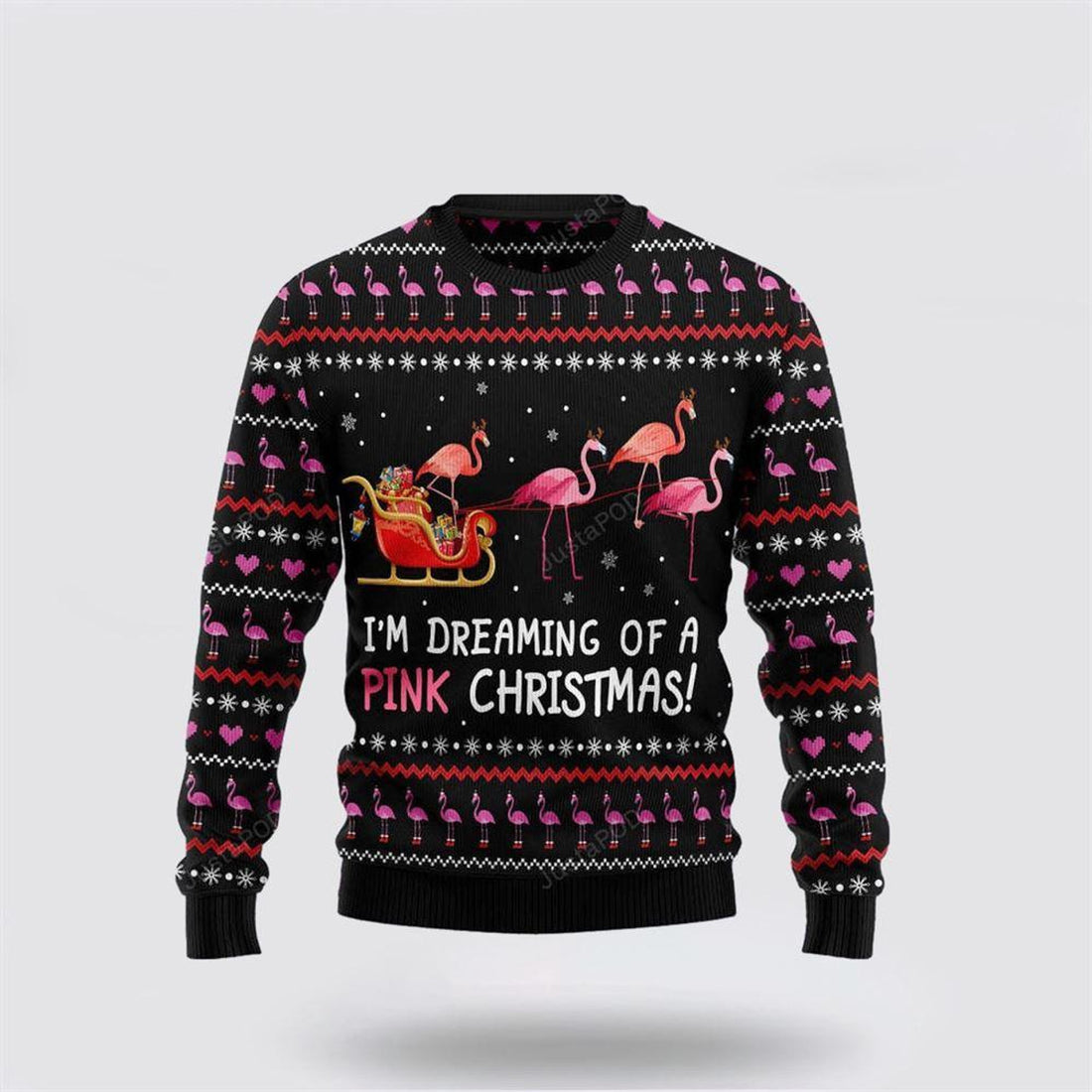 FUNSTUFFPRINT Flamingo I’m Dreaming Of A Pink Christmas Ugly Christmas Sweater – Christmas Gifts For Frends Ugly  Sweater