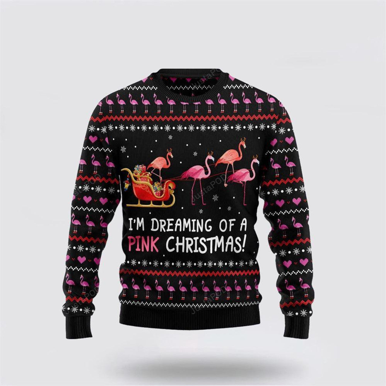 FUNSTUFFPRINT Flamingo I’m Dreaming Of A Pink Christmas Ugly Christmas Sweater – Christmas Gifts For Frends Ugly  Sweater