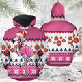 FUNSTUFFPRINT 3D Flamingo Merry Christmas All Over 3D Hoodie and Zip Hoodie