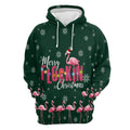 FUNSTUFFPRINT 3D Flamingo Merry Flockin Christmas All Over 3D Hoodie and Zip Hoodie