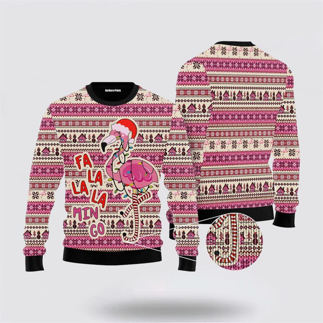 FUNSTUFFPRINT Flamingo Ugly Christmas Sweater For Men & Women Adult – Christmas Gifts For Frends Ugly  Sweater