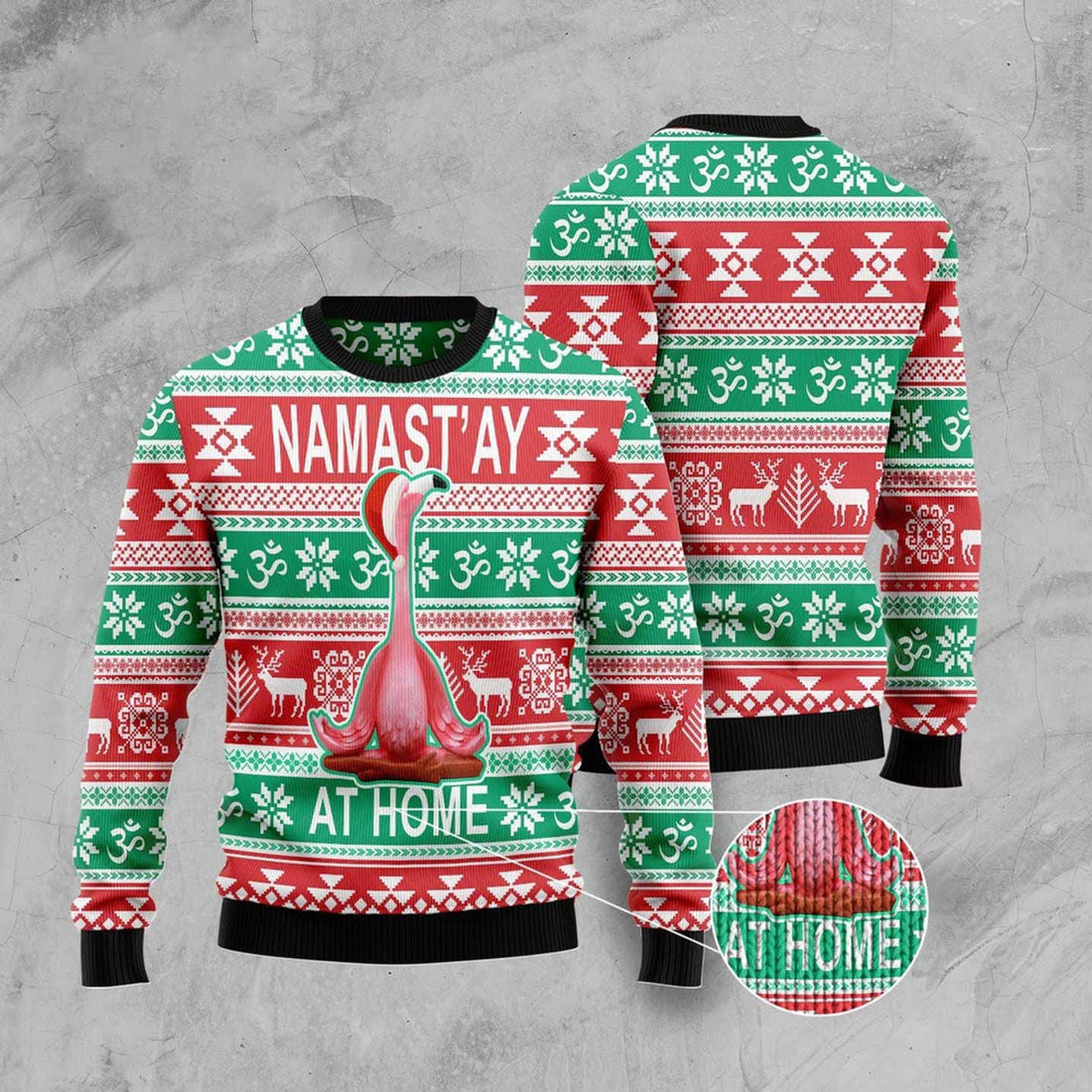 FUNSTUFFPRINT Flamingo Yoga Christmas Ugly Christmas Sweater, Christmas Sweater, Ugly Sweater, Funny Xmas Sweaters Ugly Sweater
