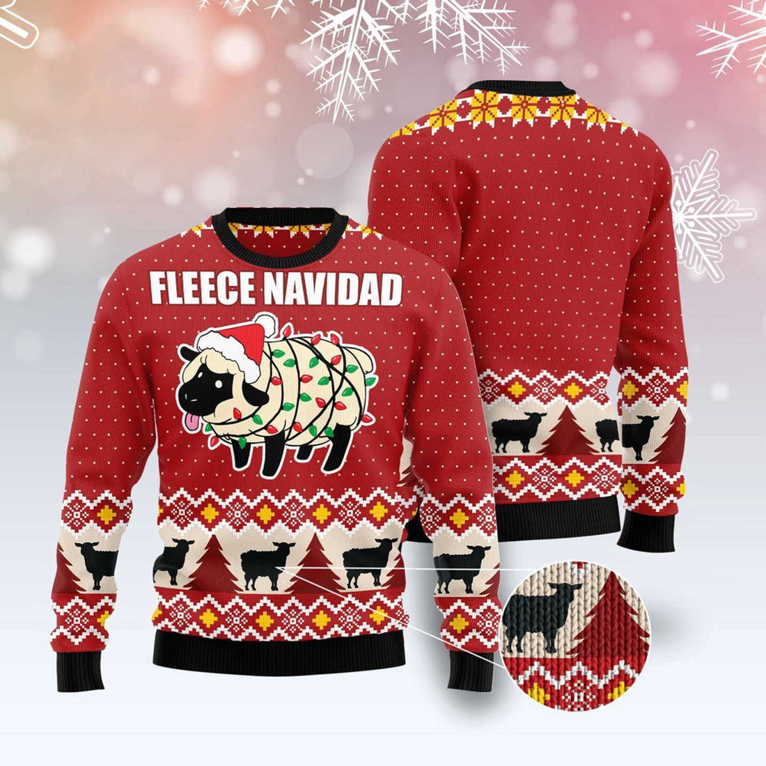 FUNSTUFFPRINT Fleece Navidad Ugly Christmas Sweater, Christmas Sweater, Ugly Sweater, Funny Xmas Sweaters Ugly Sweater