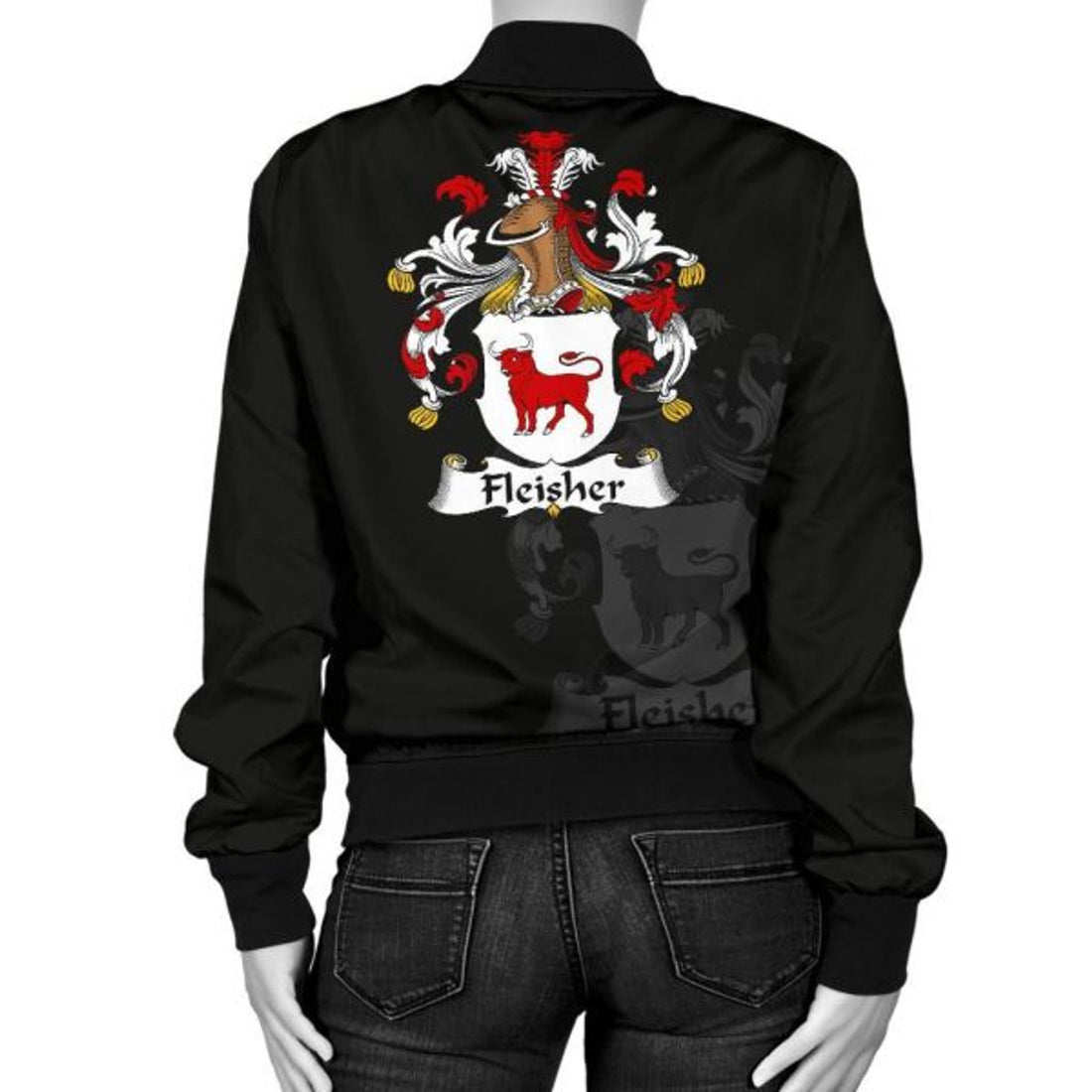 FUNSTUFFPRINT Fleisher Germany Men's Bomber Jacket - German Family Crest 3D Bomber Jacket