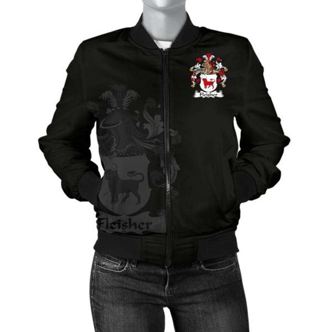 FUNSTUFFPRINT Fleisher Germany Men's Bomber Jacket - German Family Crest 3D Bomber Jacket