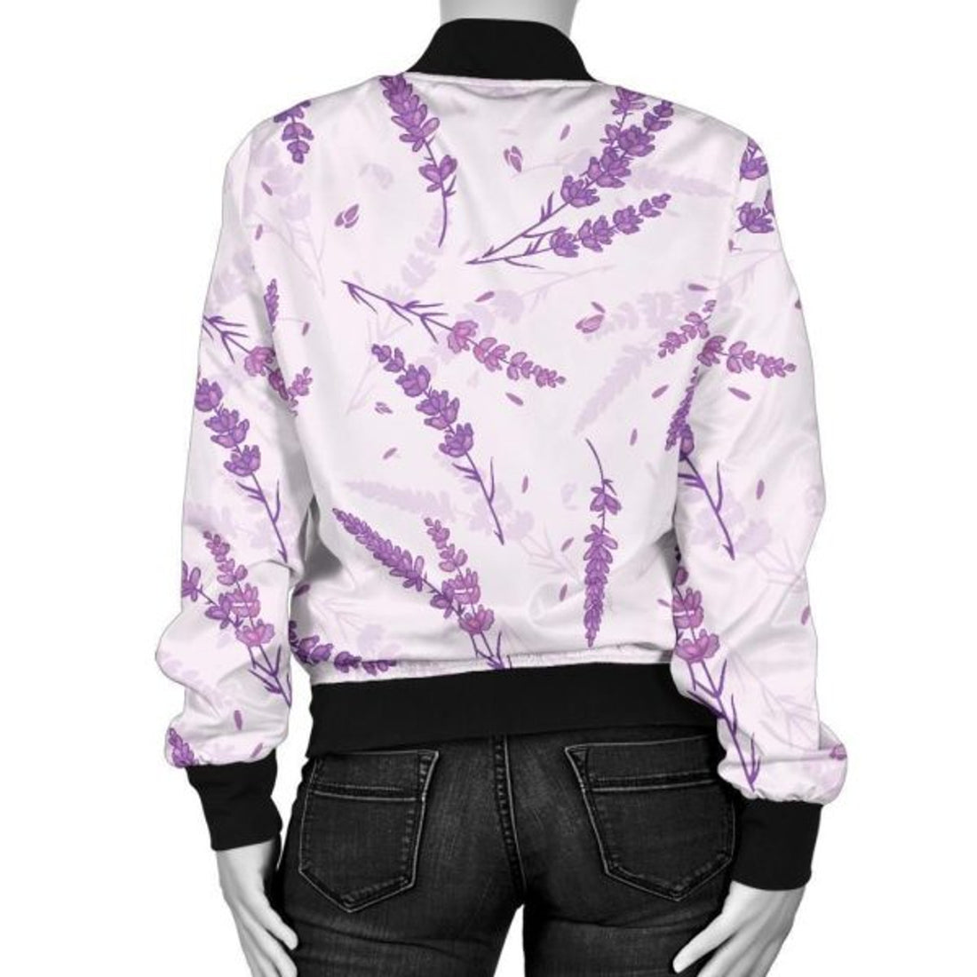 FUNSTUFFPRINT Floral Lavender Pattern Print Women Casual 3D Bomber Jacket