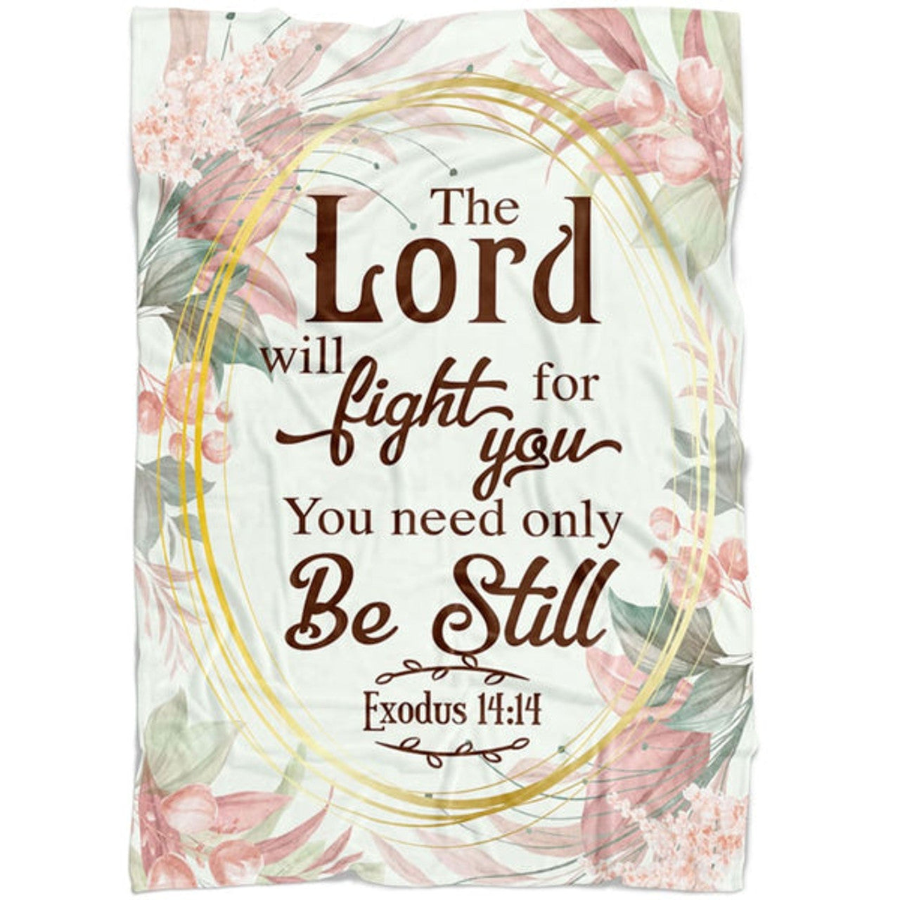 FUNSTUFFPRINT Floral Exodus 1414 The Lord Will Fight For You Fleece Blanket - Christian Blanket - Bible Verse Blanket