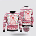 FUNSTUFFPRINT Floral Pink Piggy Ugly Christmas Sweater, Farm Sweater, Christmas Gift, Best Winter Outfit Christmas Ugly Sweater