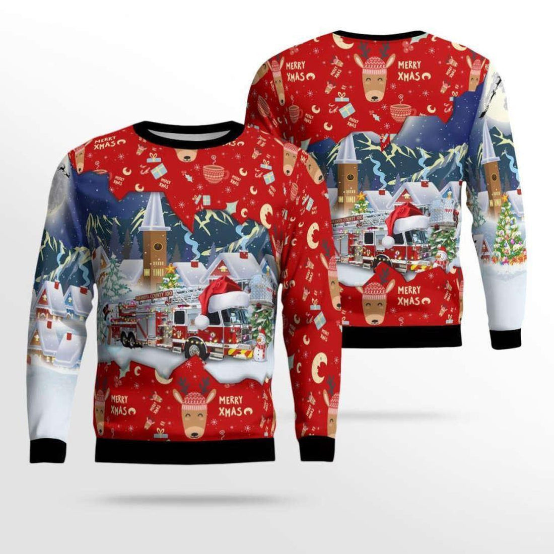 FUNSTUFFPRINT Florida Sarasota County Fire Dept Ugly Christmas Sweater – Christmas Gifts For Firefighters Ugly  Sweater