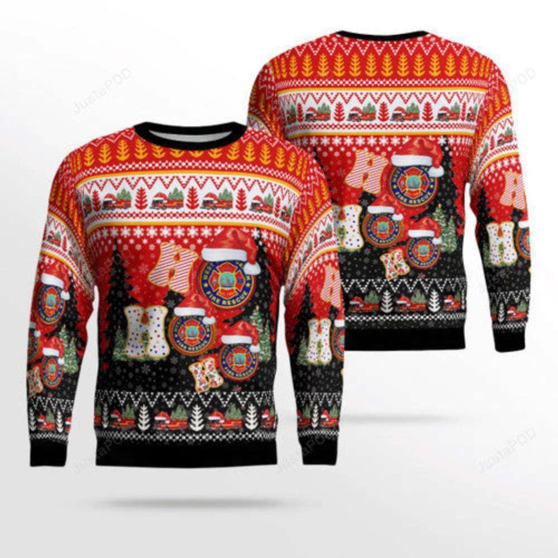 FUNSTUFFPRINT Florida, West Palm Beach Fire Department 3D Ugly Christmas Sweater – Christmas Gifts For Firefighters Ugly  Sweater