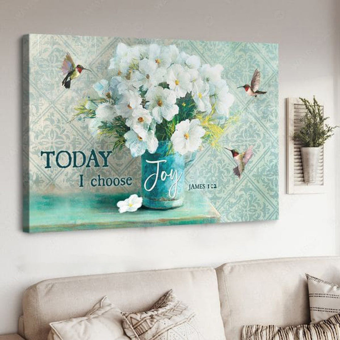 Flower Lover, Wall Decor, Hummingbrid Poster, Today I Choose Joy Poster and Canvas