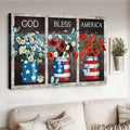 Flower Vases God Bless America Canvas Wall Art - Christian Poster - Religious Wall Decor