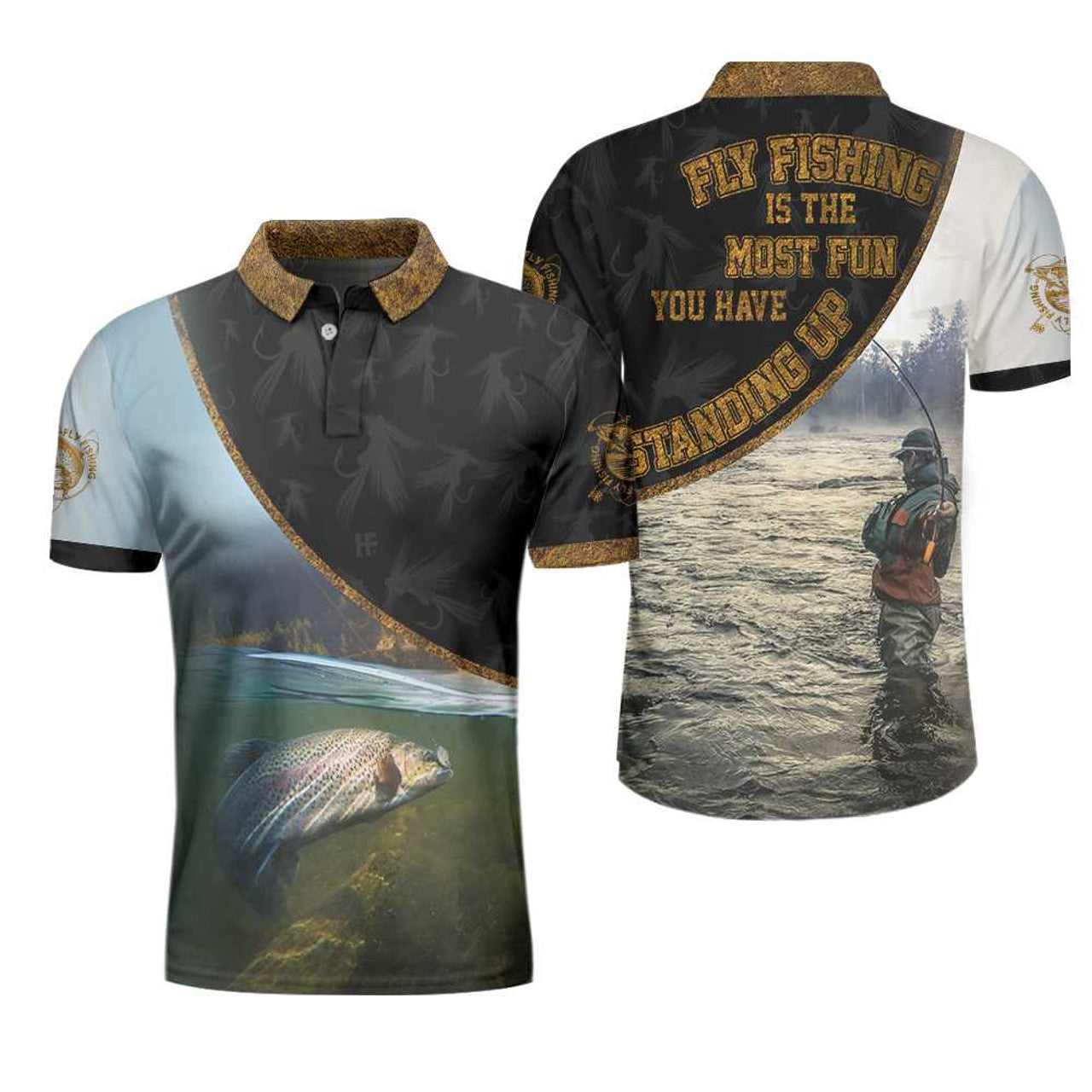 Fly Fishing Is The Most Fun You Have Men Polo Shirt, River Fishing Polo Shirt, Best Fishing Gift For Men, Gift For Fishing Lovers