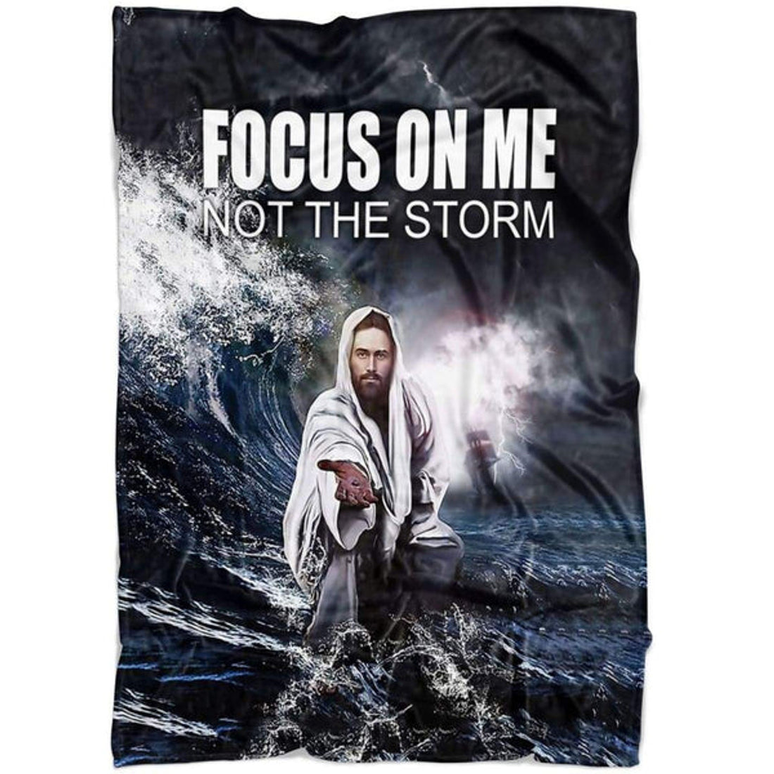 FUNSTUFFPRINT Focus On Me Not The Storm Fleece Blanket - Christian Blanket - Bible Verse Blanket