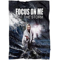 FUNSTUFFPRINT Focus On Me Not The Storm Fleece Blanket - Christian Blanket - Bible Verse Blanket