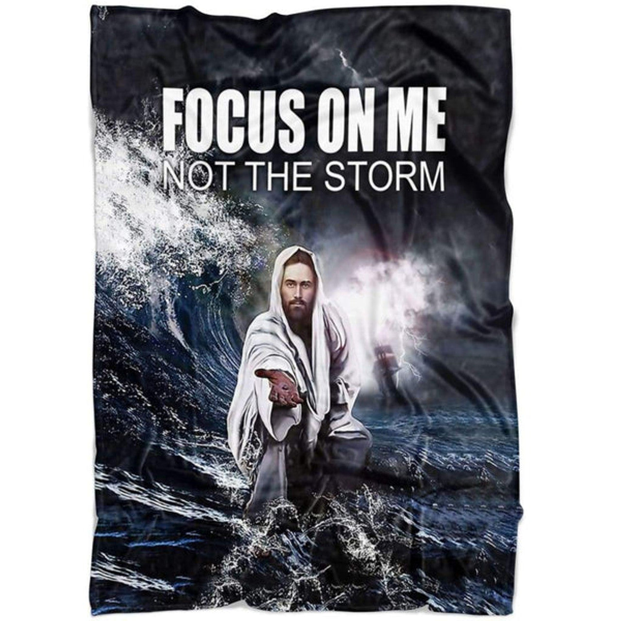 FUNSTUFFPRINT Focus On Me Not The Storm Fleece Blanket - Christian Blanket - Bible Verse Blanket