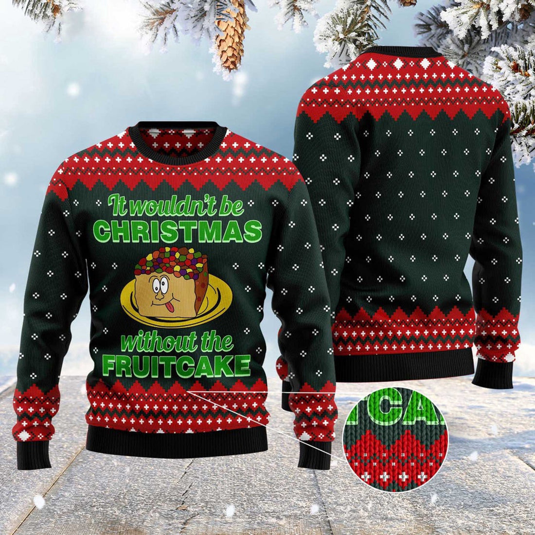 FUNSTUFFPRINT Food Cake Ugly Christmas Sweater, Christmas Sweater, Ugly Sweater, Funny Xmas Sweaters Ugly Sweater