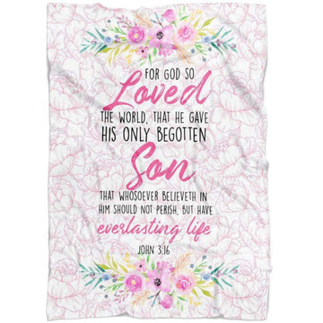 FUNSTUFFPRINT For God So Loved The World John 316 Fleece Blanket - Christian Blanket - Bible Verse Blanket
