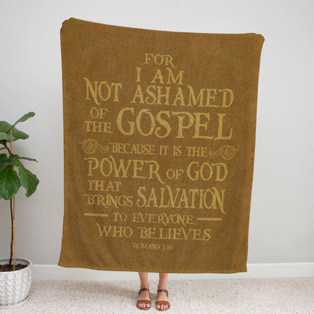 FUNSTUFFPRINT For I Am Not Ashamed Of The Gospel Romans 116 Fleece Blanket - Christian Blanket - Bible Verse Blanket