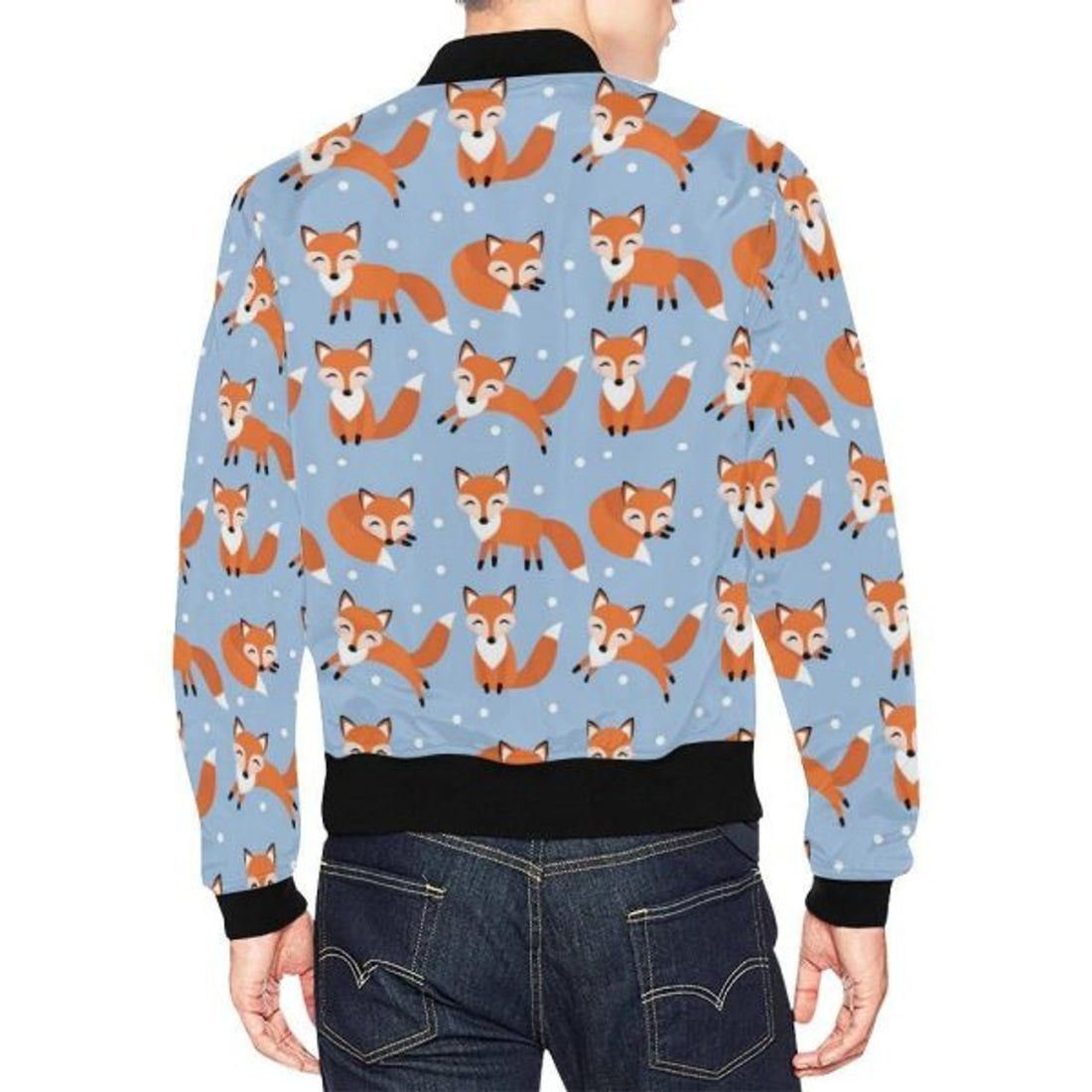 FUNSTUFFPRINT Fox Snow Pattern Print Men's 3D Bomber Jacket