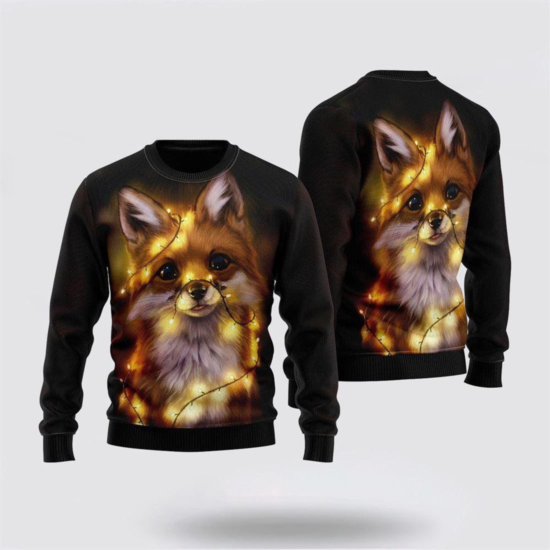 FUNSTUFFPRINT Fox Merry Christmas Ugly Christmas Sweater – Sweater Gifts For Pet Lover Ugly  Sweater