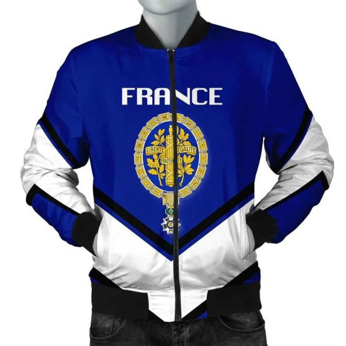 FUNSTUFFPRINT France Coat Of Arms Men Bomber Jacket Lucian Style Bomber Jacket