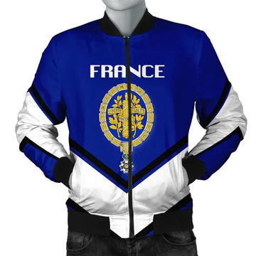 FUNSTUFFPRINT France Coat Of Arms Men Bomber Jacket Lucian Style 3D Bomber Jacket