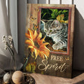 Free Spirit, Cat Lover, Butterfly Flower Poster and Canvas