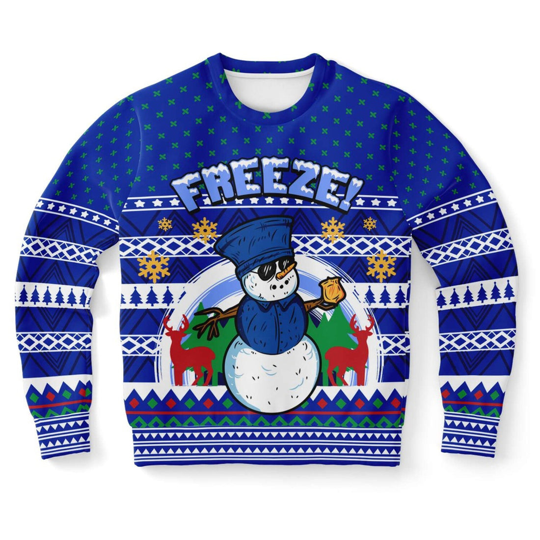 FUNSTUFFPRINT Freeze Snowman Ugly Christmas Sweater, Christmas Sweater, Ugly Sweater, Funny Xmas Sweaters Ugly Sweater