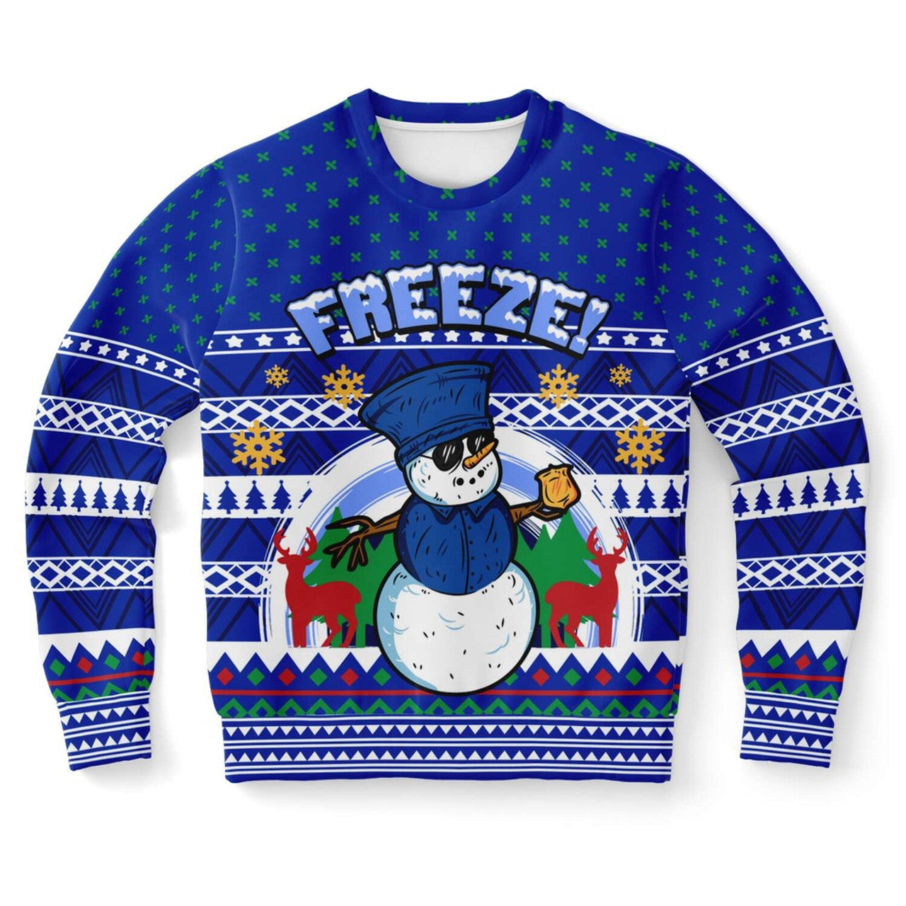 FUNSTUFFPRINT Freeze Snowman Ugly Christmas Sweater, Christmas Sweater, Ugly Sweater, Funny Xmas Sweaters Ugly Sweater