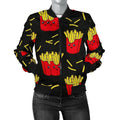 FUNSTUFFPRINT French Fries Cartoon Print Pattern Women Casual 3D Bomber Jacket