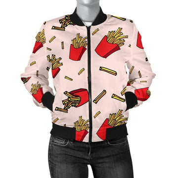 FUNSTUFFPRINT French Fries Pattern Print Women Casual 3D Bomber Jacket