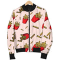 FUNSTUFFPRINT French Fries Pattern Print Women Casual Bomber Jacket
